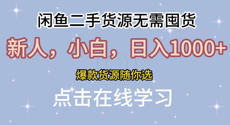 闲鱼二手货源无需国货，新人，小白，日入1k，爆款货源随你选