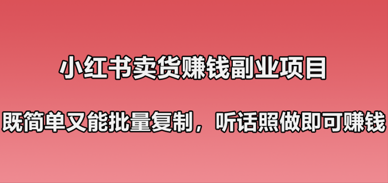 小红书卖货赚钱副业笔记：既简单又能批量复制，只要听话照做就可以赚钱！